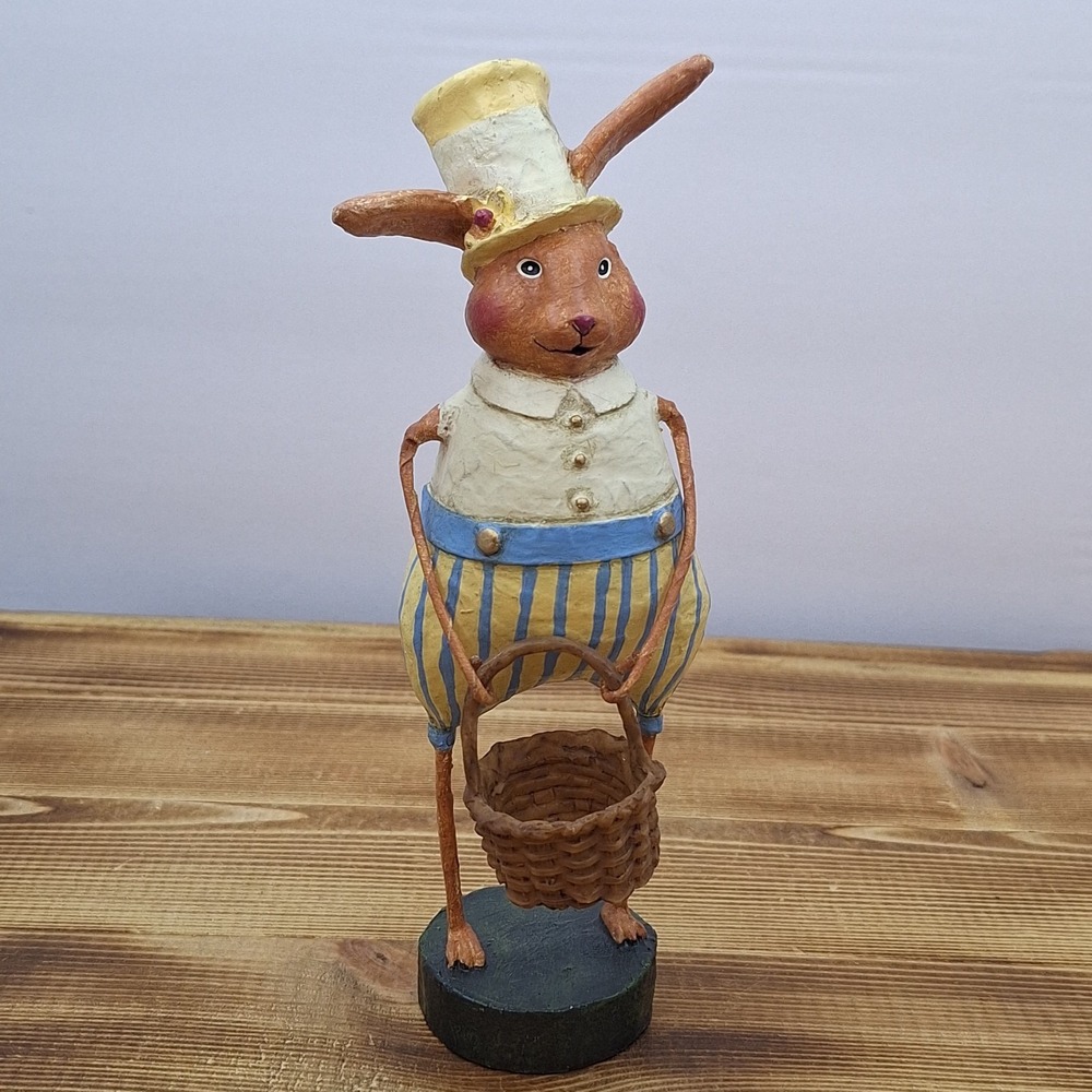 Lori Mitchell Easter Figurine Johnny Lightfoot‎ Bunny Rabbit Basket Retired